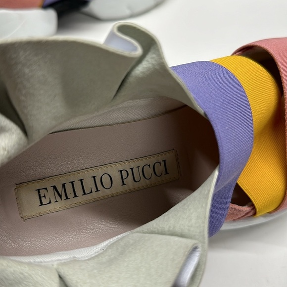 Emilio Puccii Sneakers City Up Trainer Shoes Ruffle Mesh Suede Colorblock 37 - Picture 7 of 12